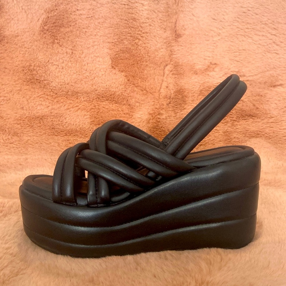 Puffy Leather Wedges